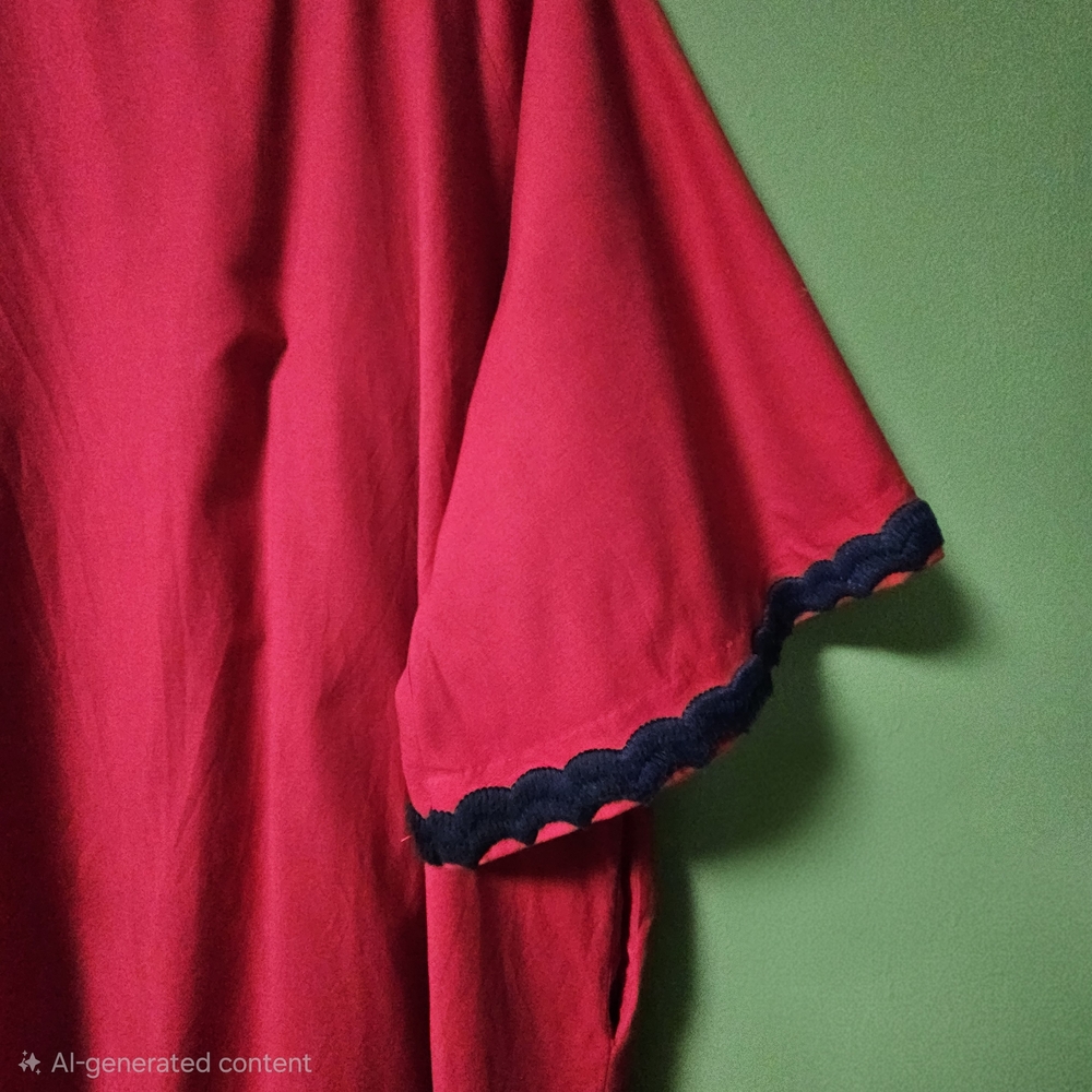 Frances Valentine Embroidered Peacock Caftan Red & Blues Maxi Dress - Picture 14 of 16